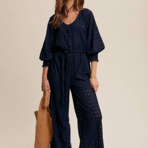 Eyelet Lace Wide Leg Jumpsuit